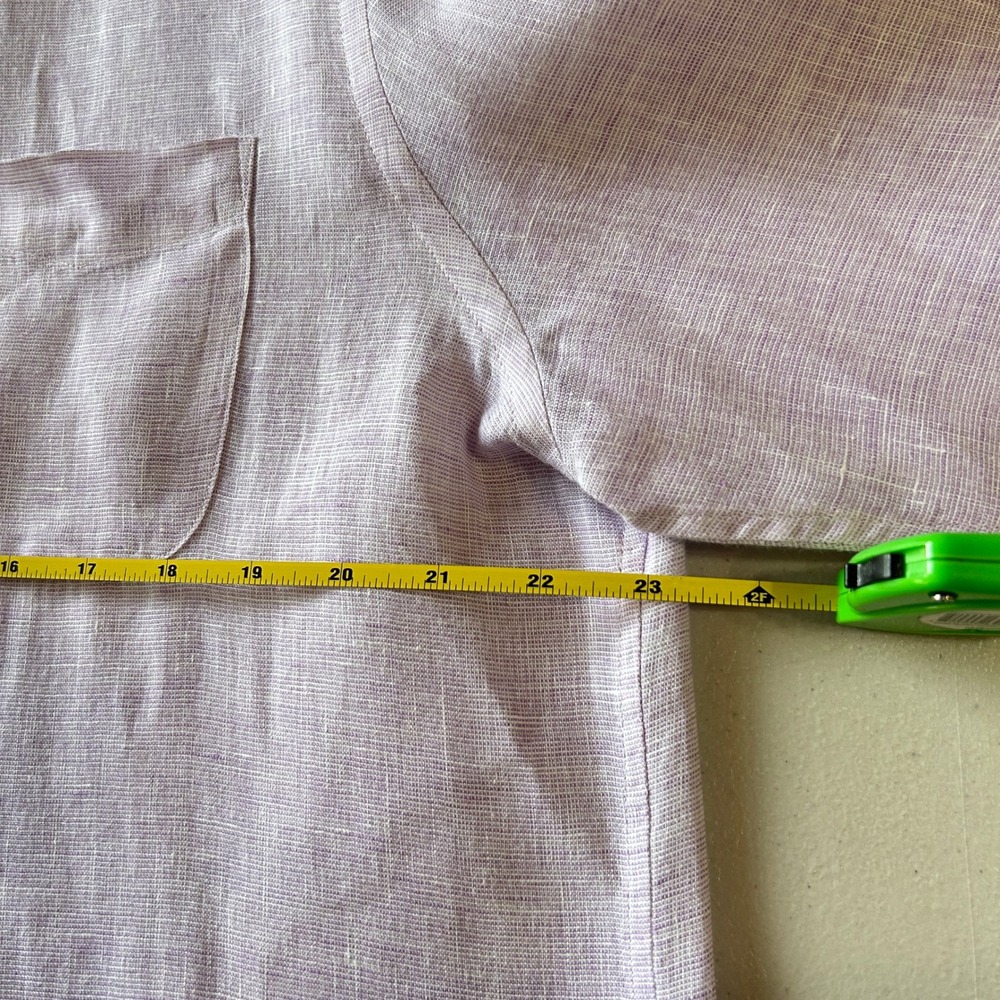 Faherty Reserve Shirt Large Lavender 100% Linen Long Sleeve Button Down - Picture 4 of 6